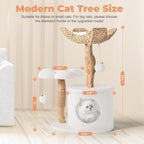 Modern Cat Tree, Wood Cat Tree Tower for Small Cats, Luxury Cat Condo with Scratching Posts and Flower Platforms, Cat Furniture