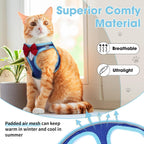 Cat Vest Harness and Leash Set for Walking Escape Proof, Adjustable Kitten Harness Breathable Mesh with Reflective Strips Harness for Kitty Puppy Bunny