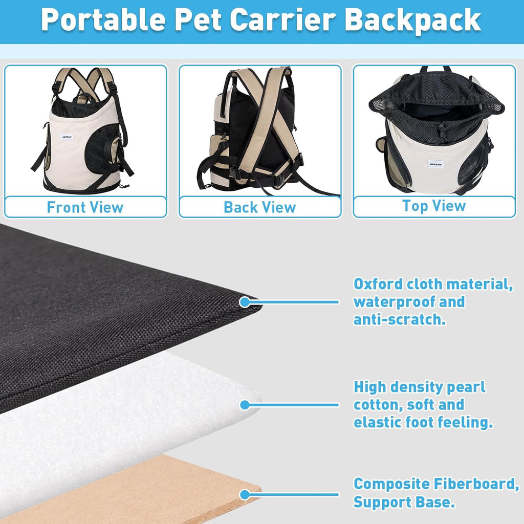 Dog Cat Carrier Front Chest Backpack, Hands Free Cross Shoulder Sling Bag with Padded Bottom & Safety Strap for Puppy Kitten Travel Hiking and Outdoor Use