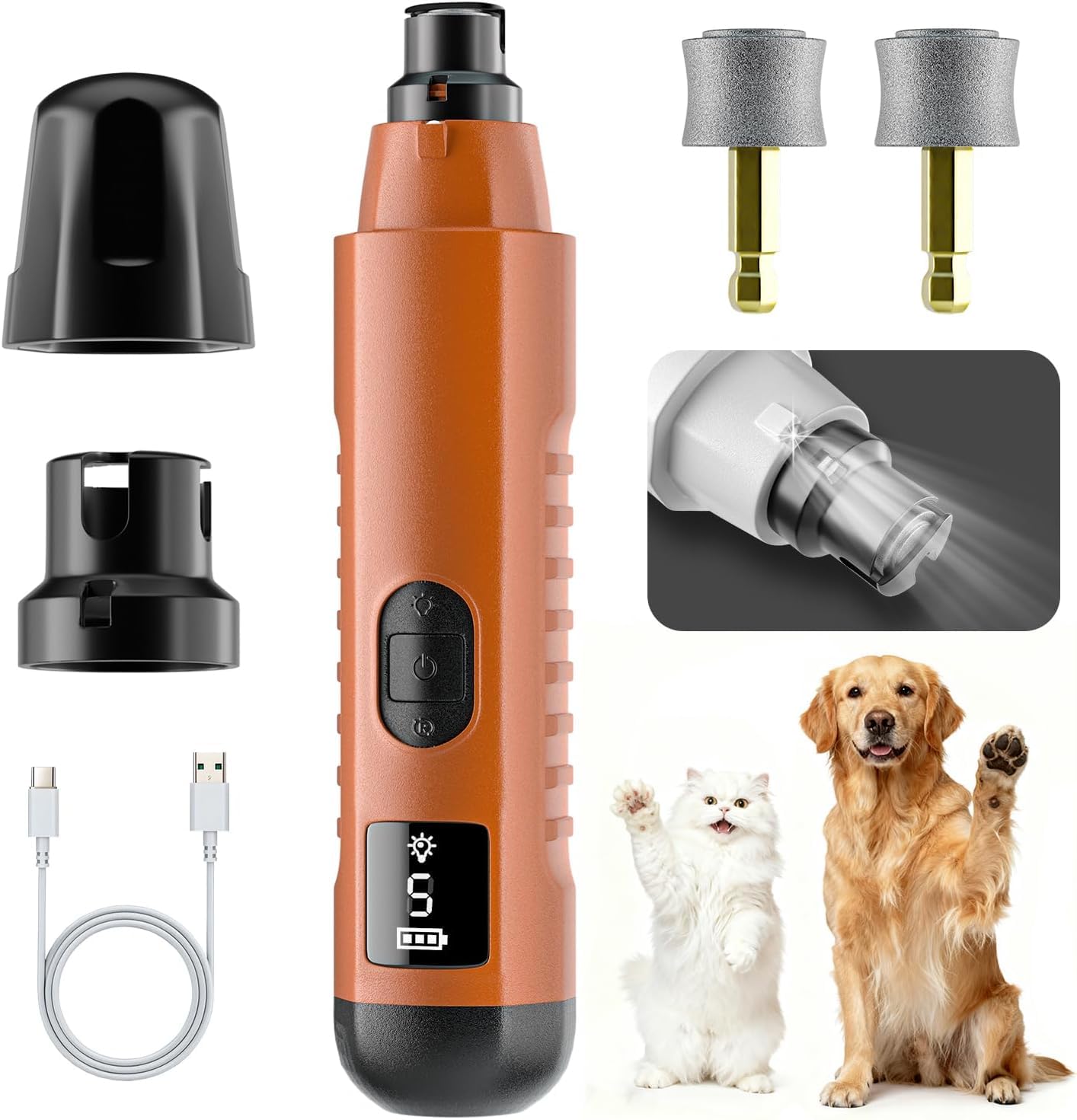 2026 New Silent Groom Pro Dog Nail Grinder, 5-Speed Dog Nail Grinder with Led Light, 40 db Quiet Painless Paws Grooming for Small Medium Large Dogs, USB Rechargeable