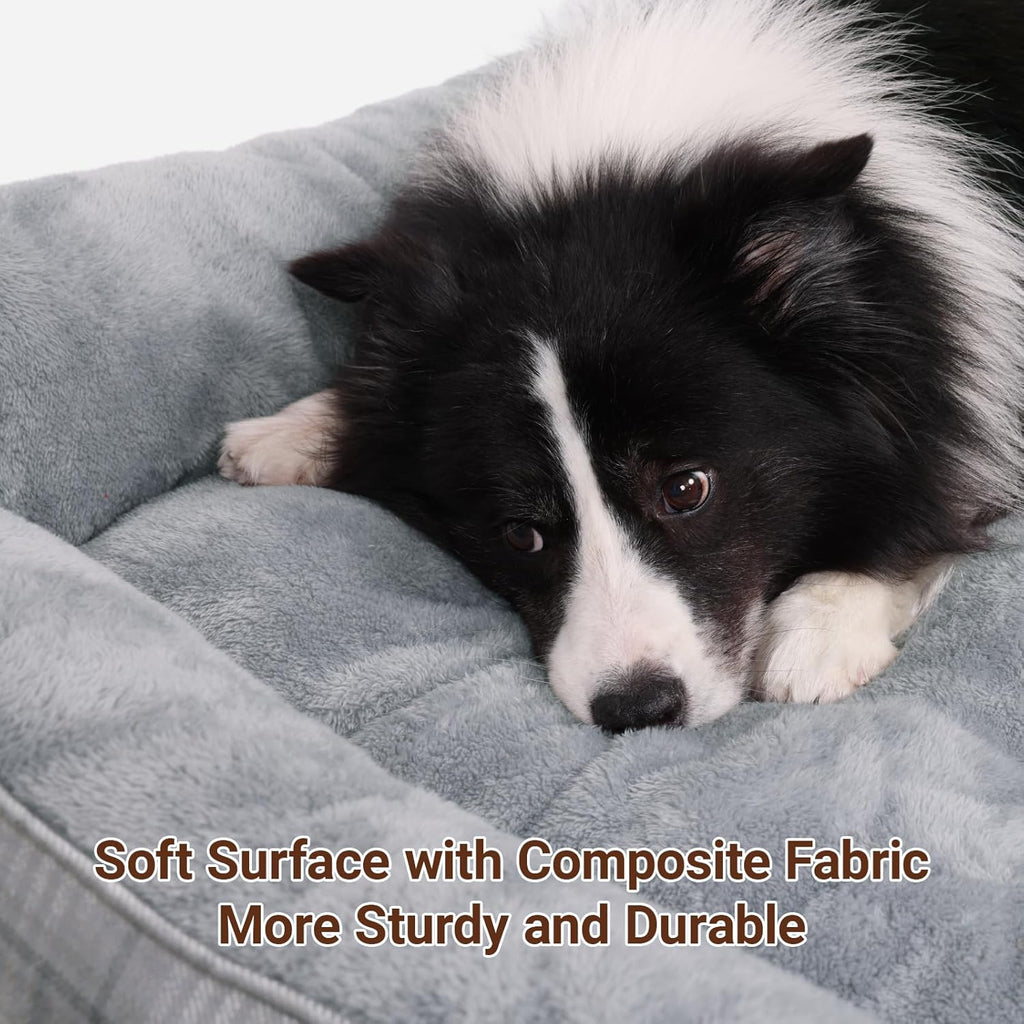 Dog Beds for Small Medium Dogs & Cats, Orthopedic Sleeping Pet Bed for Couch with Durable Puppy Cuddler and Anti-Slip Bottom Machine Washable(gray)