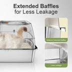 Steel Litter Box with Lid XL Extra Large Litter Box Enclosed Top Entry Metal Litterbox for Big Cats Easy Cleaning Less Leakage & High Sided with Mat Aisle & Scoop