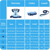 Reflective Dog Harness, Leash & Collar Set (Blue)