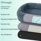Click to see full view      3+  7 VIDEOS Human Dog Bed for Adult - Luxury Faux Fur Giant Size Dog Bed with Portable Handle, Egg Orthopedic Foam Bed with BlanketGrayish Blue
