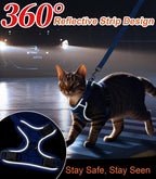 Cat Harness and Leash for Walking Escape Proof Soft Adjustable Cat Leash Breathable Comfortable Vest Easy to Wear Kitten Harness for Outdoor Travel Blue