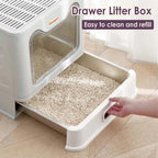 Stainless Steel Cat Litter Box with Lid, Enclosed Cat Litter Boxes, Covered Top Entry Litter Box, Foldable Large Metal Box with Cover