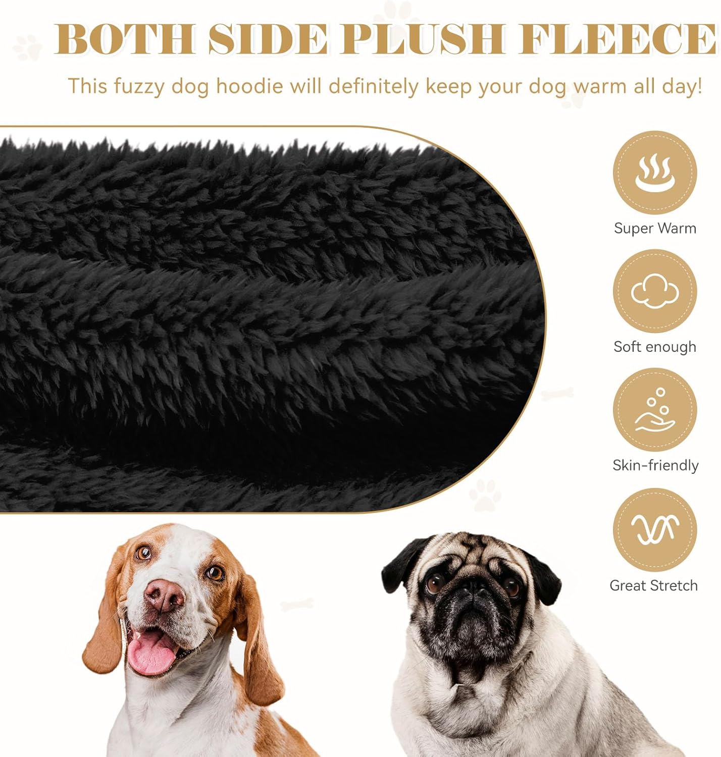 Fuzzy Dog Sweaters for Large Dogs Dog Hoodie Soft Double-Sided Plush Fleece Pet Sweater Clothes Coats Pet Hoodie Sherpa Hooded Sweatshirt