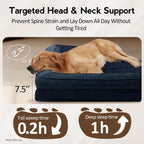 Large Dog Bed - Orthopedic Egg-Crate Memory Foam Dog Beds with Removable Washable Cover, Waterproof Pet Beds with Non-Slip Bottom(Navy Blue)
