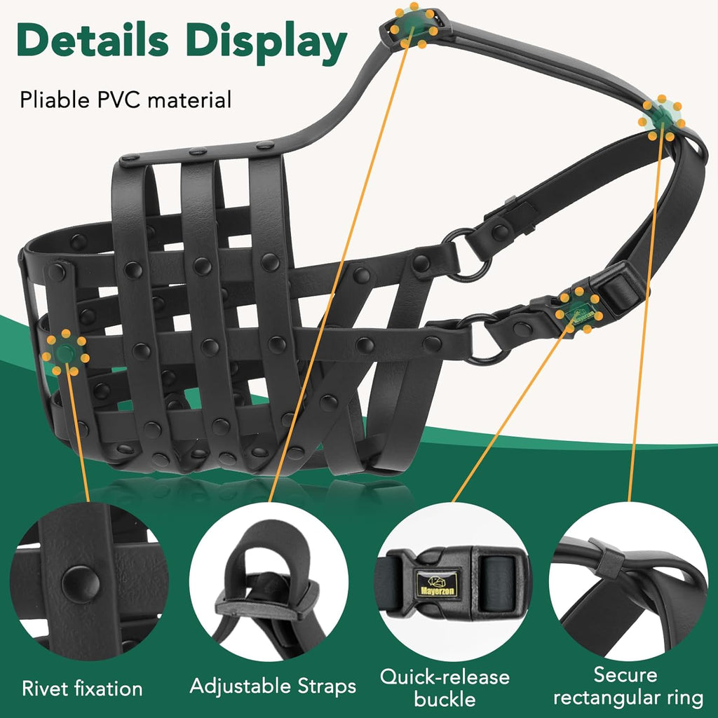 Dog Muzzle for Medium Large Dogs, Humane Basket Muzzle, Soft & Lightweight & Adjustable | Anti Biting Chewing Eating, Suits Training Walks Grooming Vet Visits, Drink & Pant Easily