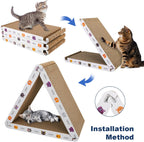 Cat Scratcher Cat Scratching Board - Foldable - Triangle, 6 Usable Sides Scratchers for Indoor Cats, Durable Recyclable Cats Cardboard Vertical
