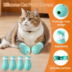 Adjustable Cat Muzzle for Grooming and Biting Prevention, Breathable TPU Material with 4 Anti-Scratch Gloves for Nail Trimming Bathing Vet Visits
