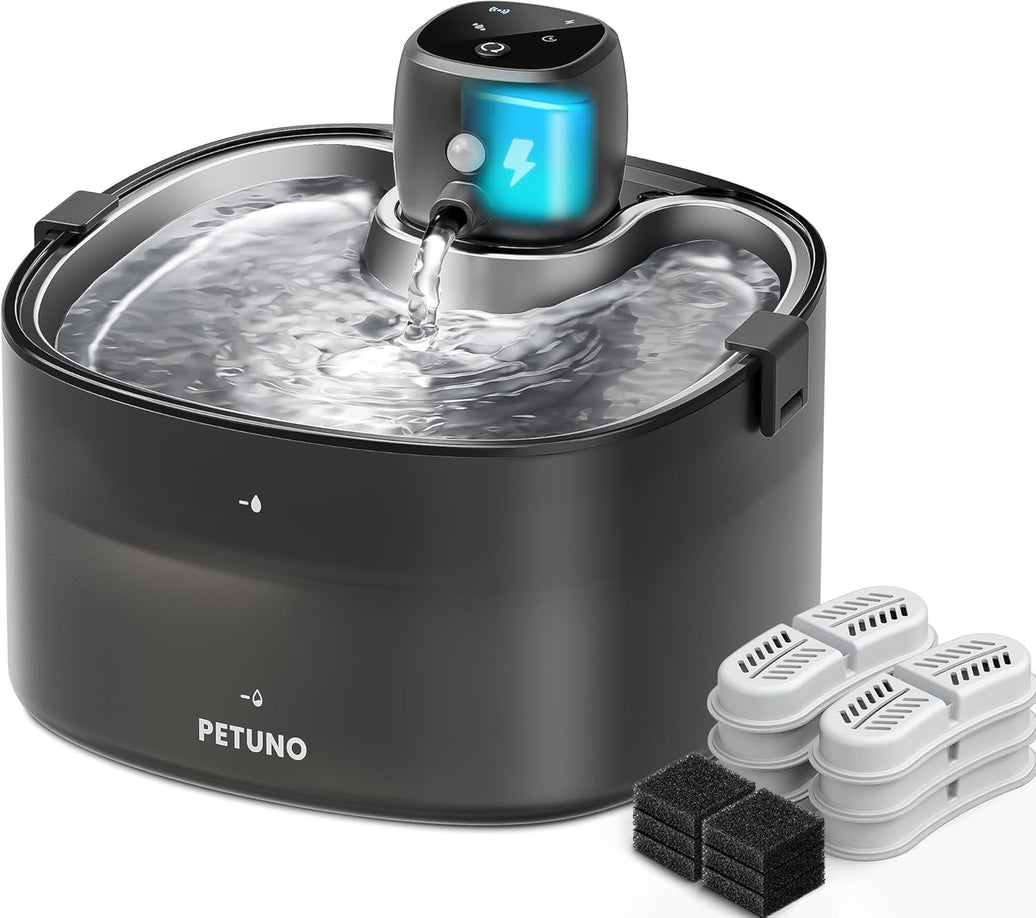 Cordless Cat Water Fountain with Motion Sensor (2.3L, Steel Tray)