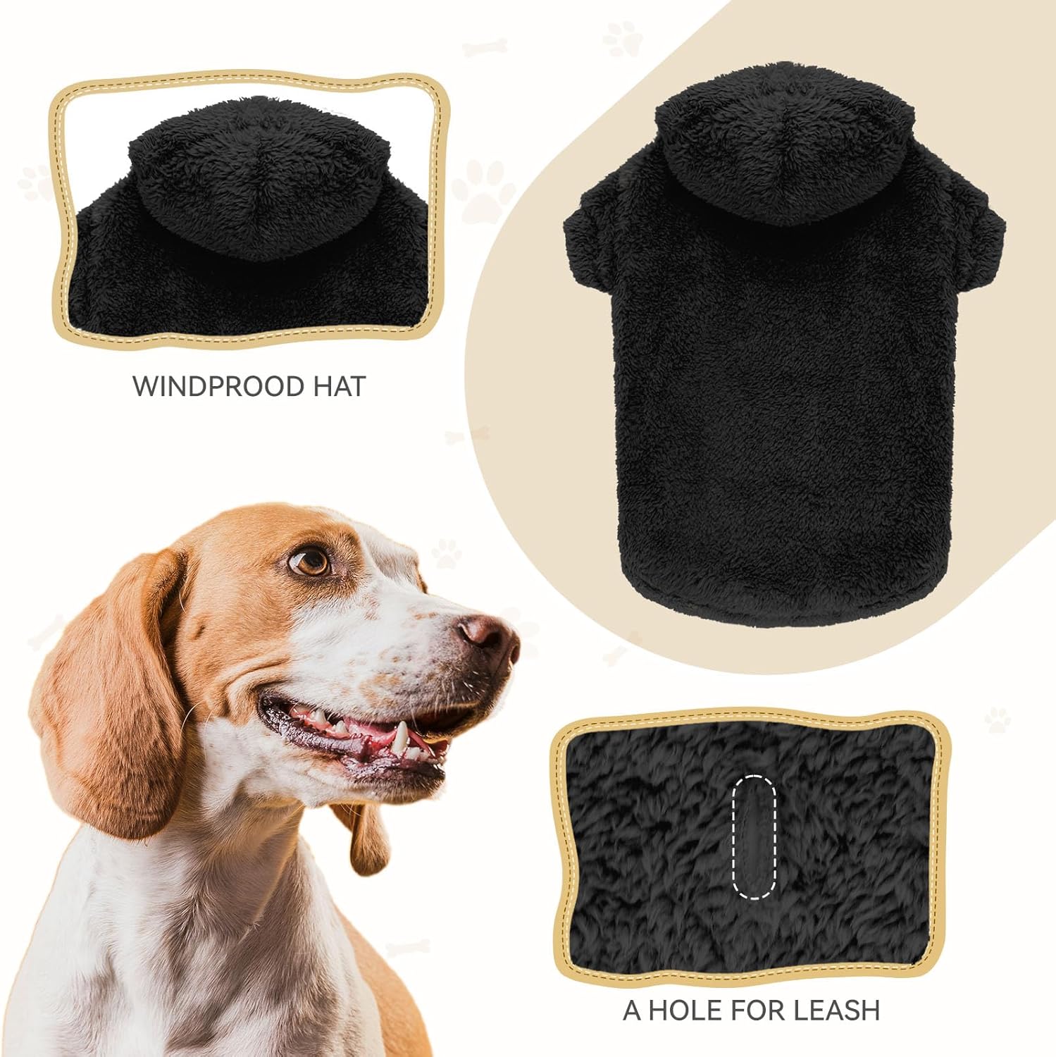 Fuzzy Dog Sweaters for Large Dogs Dog Hoodie Soft Double-Sided Plush Fleece Pet Sweater Clothes Coats Pet Hoodie Sherpa Hooded Sweatshirt