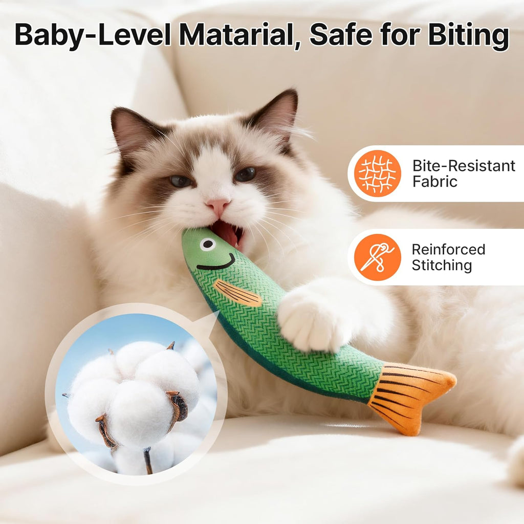 Cat Toys Saury Fish, 3 Pack, Catnip Crinkle Sound, Soft and Durable, Interactive Kitten Kicker for Indoor Kitty Exercise for All Breeds