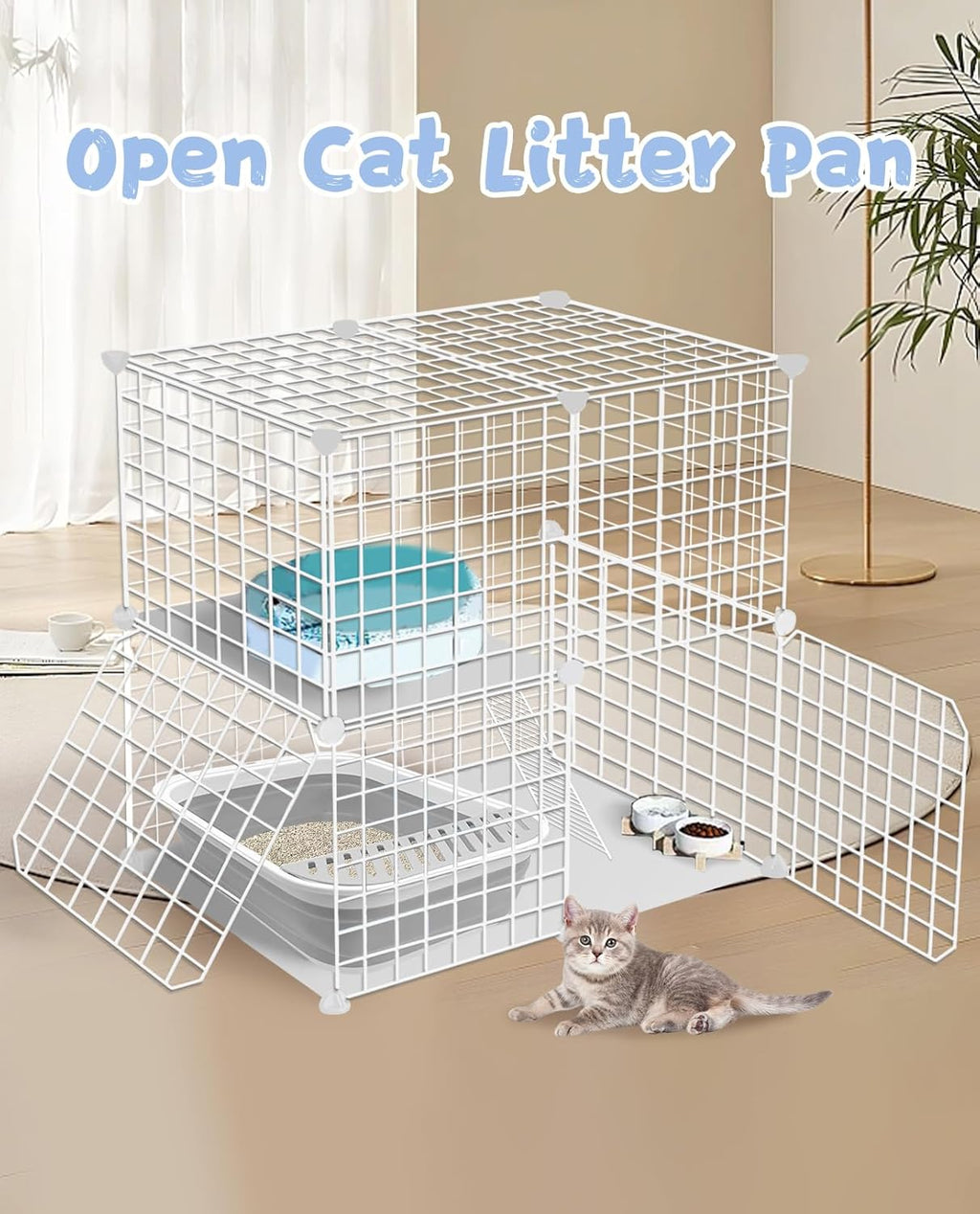 Kitten Litter Box Low Entry Litter Box for Senior Cats - Shallow Cat Litter Pan Collapsible Litterbox for Travel Grey