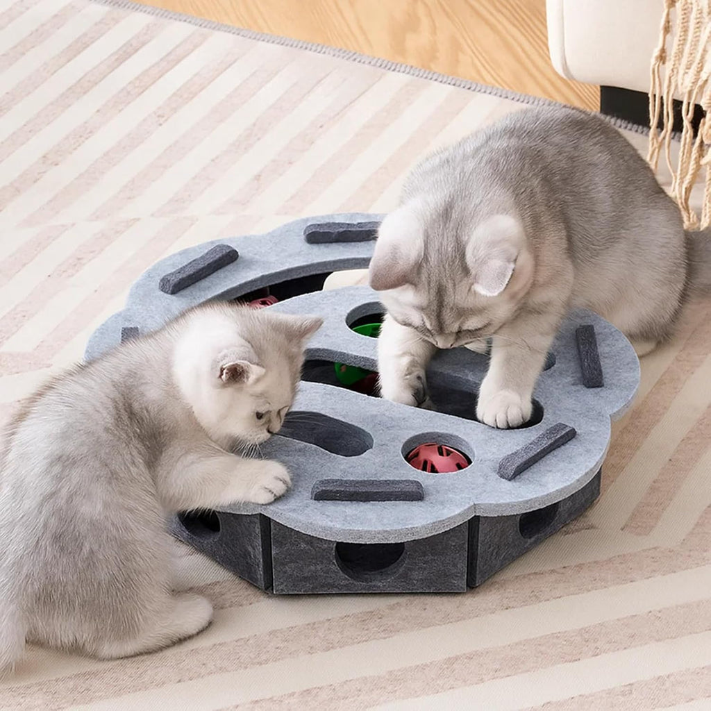 Interactive Cat Toy Puzzle Toys for Indoor Cats Felt Maze Box Kittern Toys Pet Cat Games Self Play Fun Exercise Hide Seek Moving Cat Toy for Bored Cats Encourages Hunting Instincts