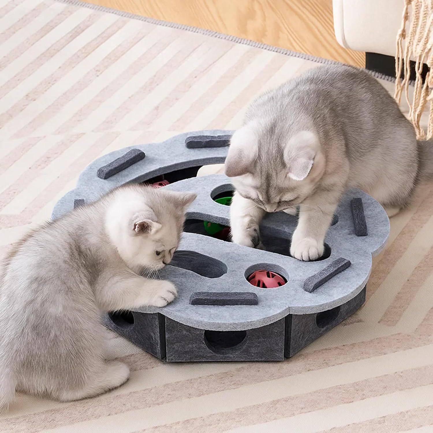 Interactive Cat Toy Puzzle Toys for Indoor Cats Felt Maze Box Kittern Toys Pet Cat Games Self Play Fun Exercise Hide Seek Moving Cat Toy for Bored Cats Encourages Hunting Instincts