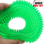 Dog Squeaky Chew Toys for Aggressive Chewers, Small Medium Large Dogs Teeth Cleaning Soft Natural Rubber Float Toy for Indoor Outdoor Water Pool, Donut Ring Design 4.92 inch, Crystal Blue Crystal Green