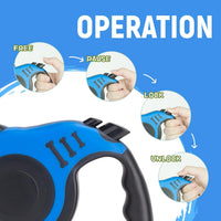 Retractable Dog Leash with Bowl & Bag Dispenser (Blue)
