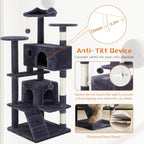 54 Inch Cat Tree Tower, Multi-Level with Cat Scratching Post, Indoor Cat Condo with Climbing Ladder, Plush Toy, Play House for Cat, Dove Grey