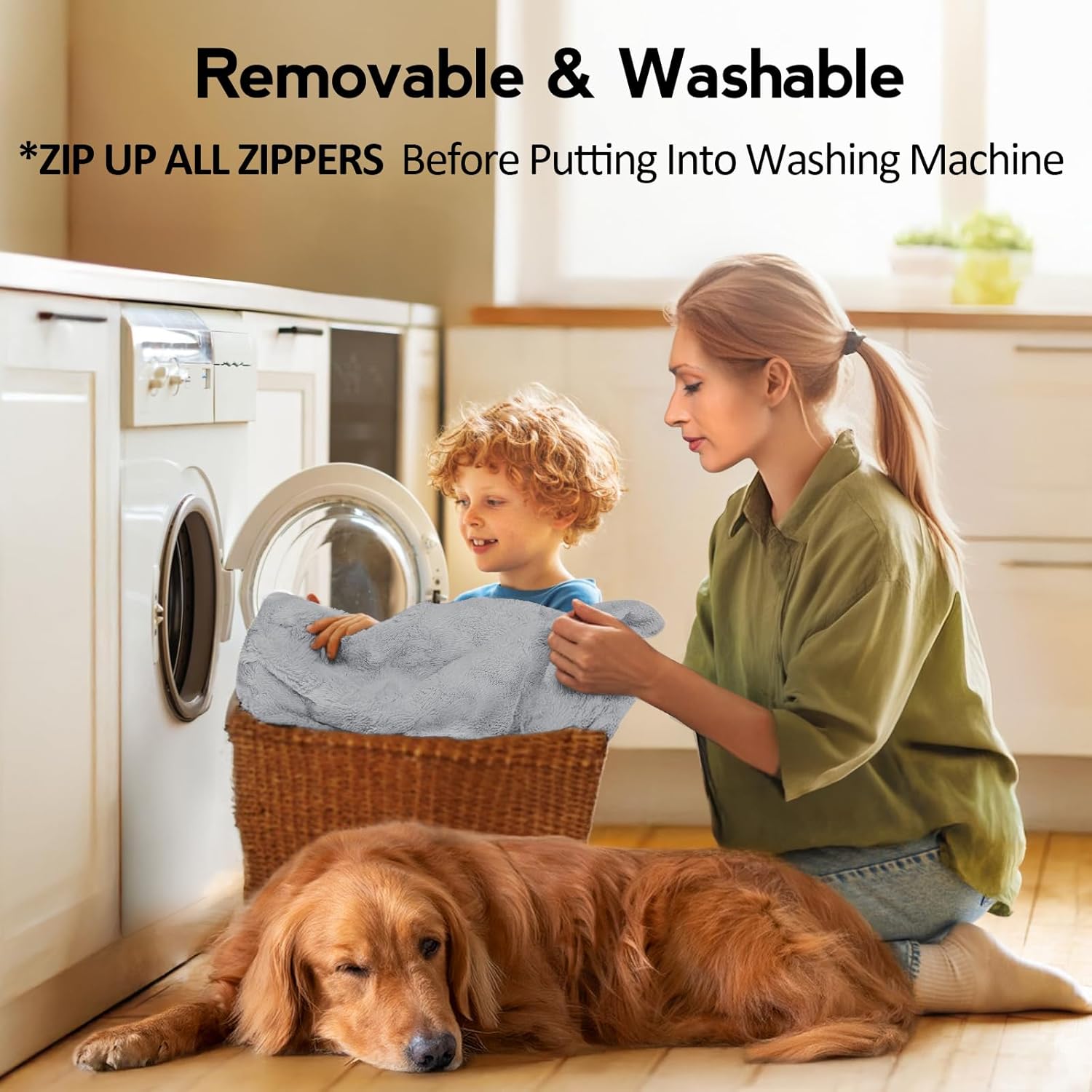 Large Dog Bed - Orthopedic Egg-Crate Memory Foam Dog Beds with Removable Washable Cover, Waterproof Pet Beds with Non-Slip Bottom(Grey)