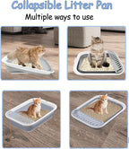 Kitten Litter Box Low Entry Litter Box for Senior Cats - Shallow Cat Litter Pan Collapsible Litterbox for Travel Grey