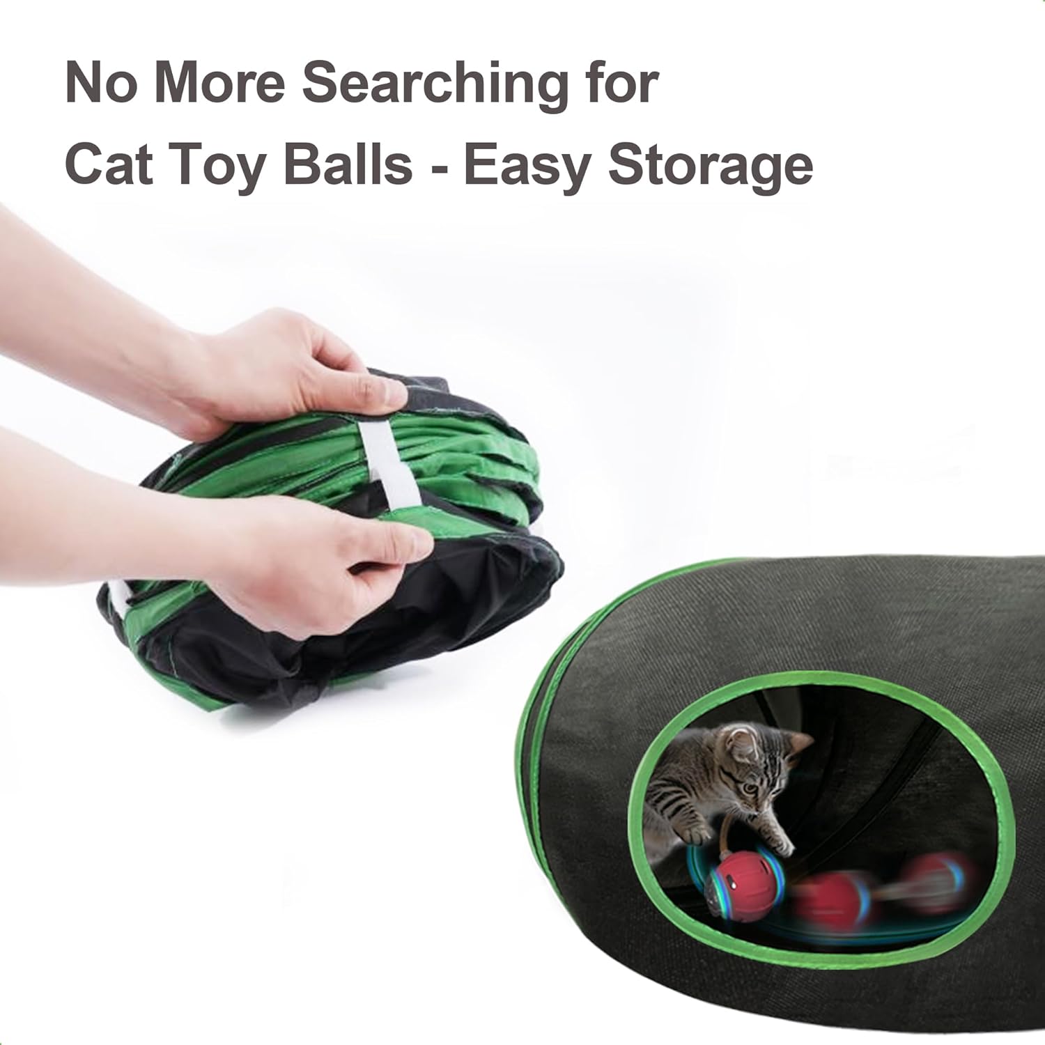 Cat Toys Ball Fast Rolling in Cat Tunnel – Motion-Activated Ball in Enrichment Tunnel,Hide & Seek Puzzle Game for Indoor Cats & Kittens,Boredom Relief for Cats (Orange-red)