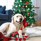 Christmas Dog Toys, Squeaky Snowman Plush with Ropes for Tug of War, Durable Interactive Chew Toys for Puppy Small Medium Large Dogs