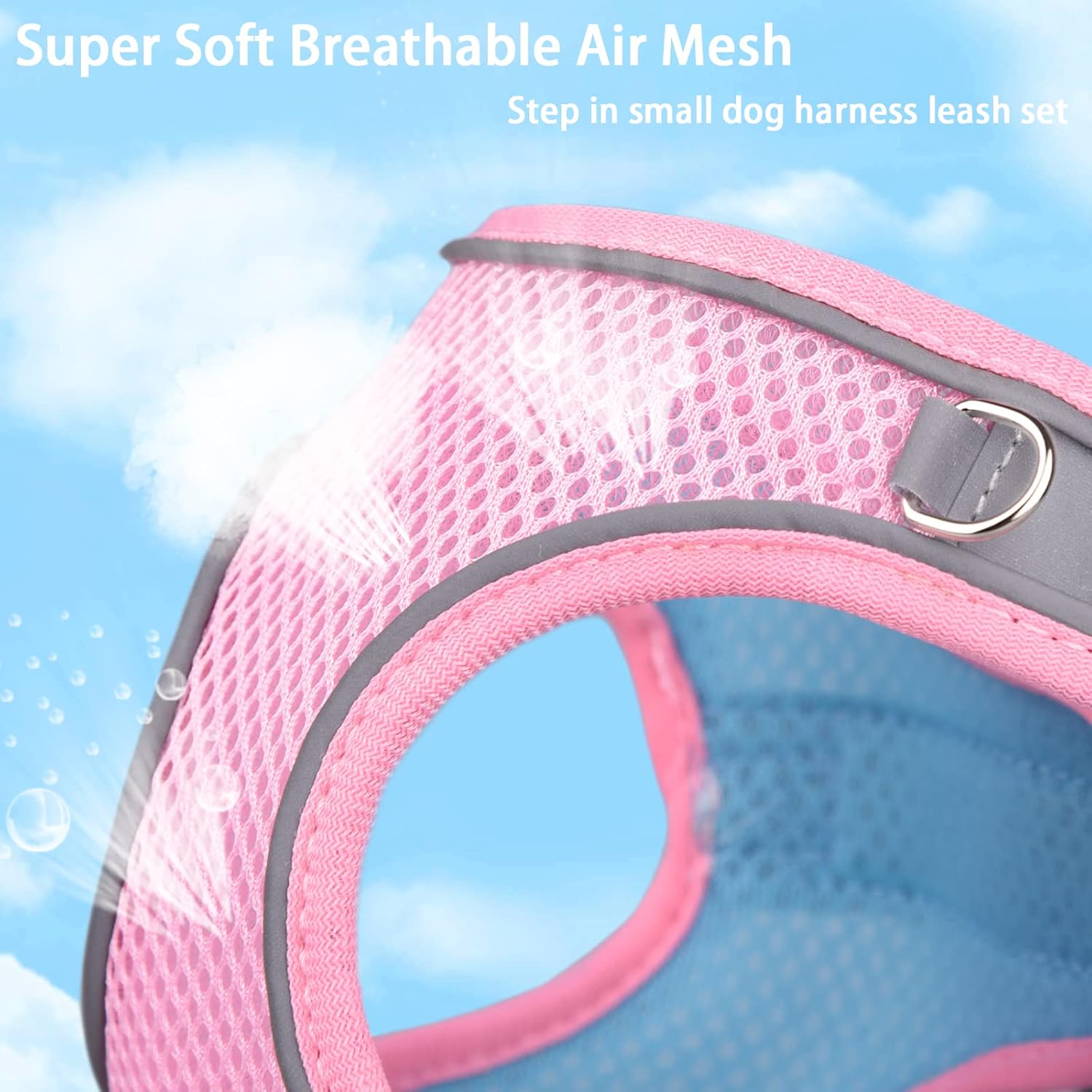 Soft Small Dog Harness and Leash Set Mesh Puppy Harnesses Leash Easy Walk Dog Harness Vest Adjustable Reflective No Pull Dog Harnesses for Small Dogs Cats