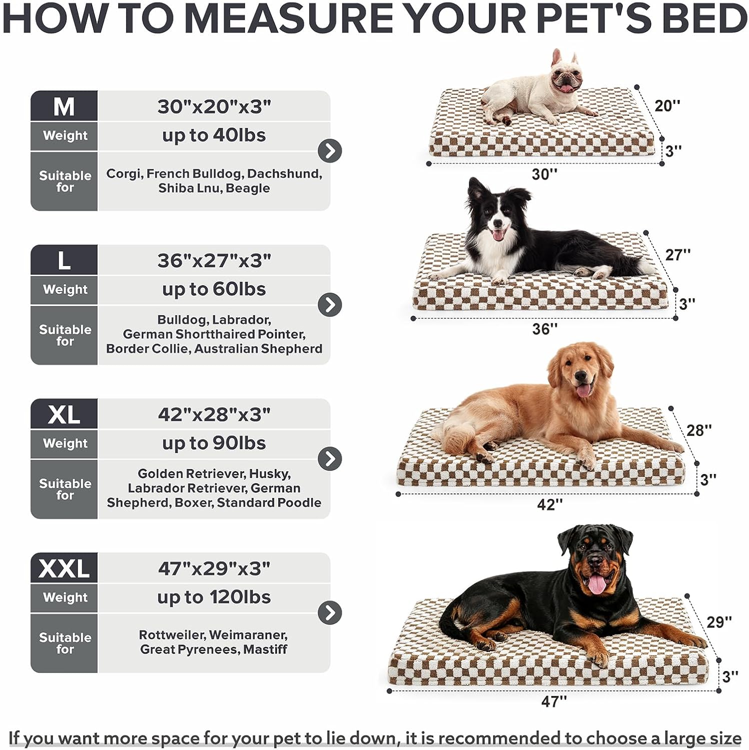 Dog Bed for Medium Dogs, Large Orthopedic Dog Bed with Removable Washable Cover, Cute Modern Plush & Memory Egg Crate Foam Dog Bed(Brown)