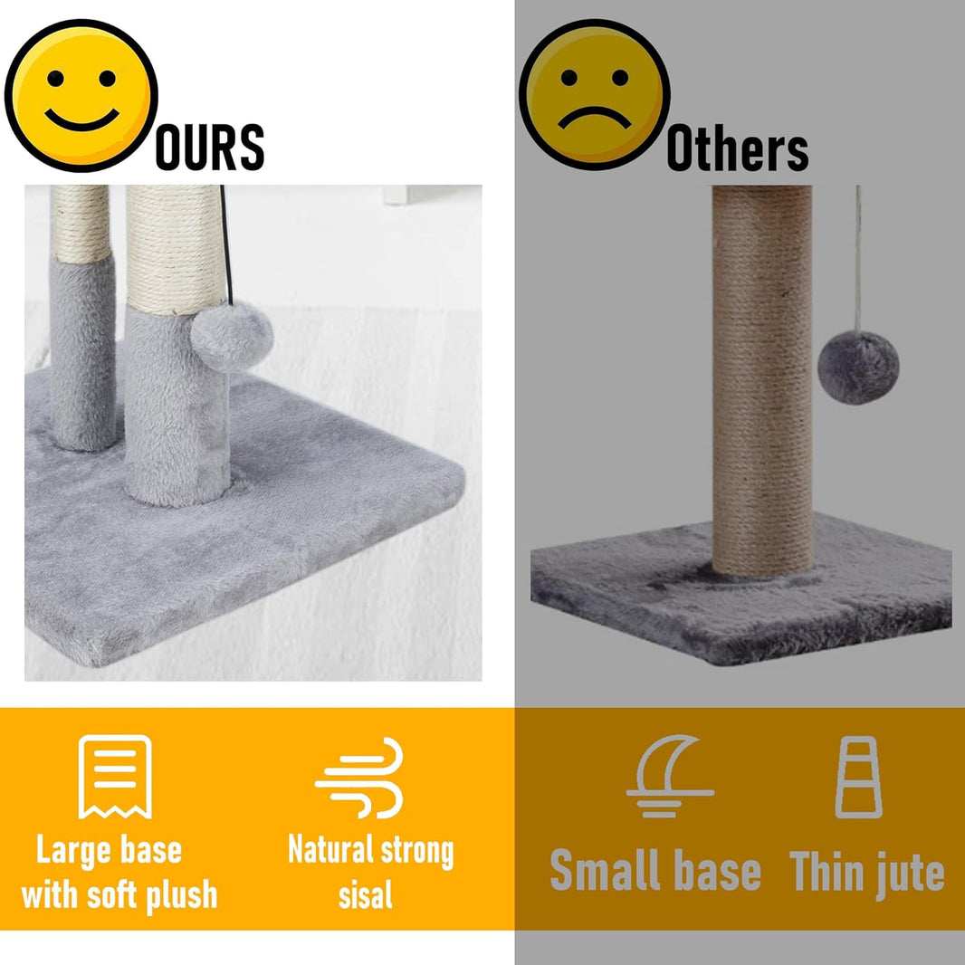 Extra-Stable Double Cat Scratching Post with 4 Balls