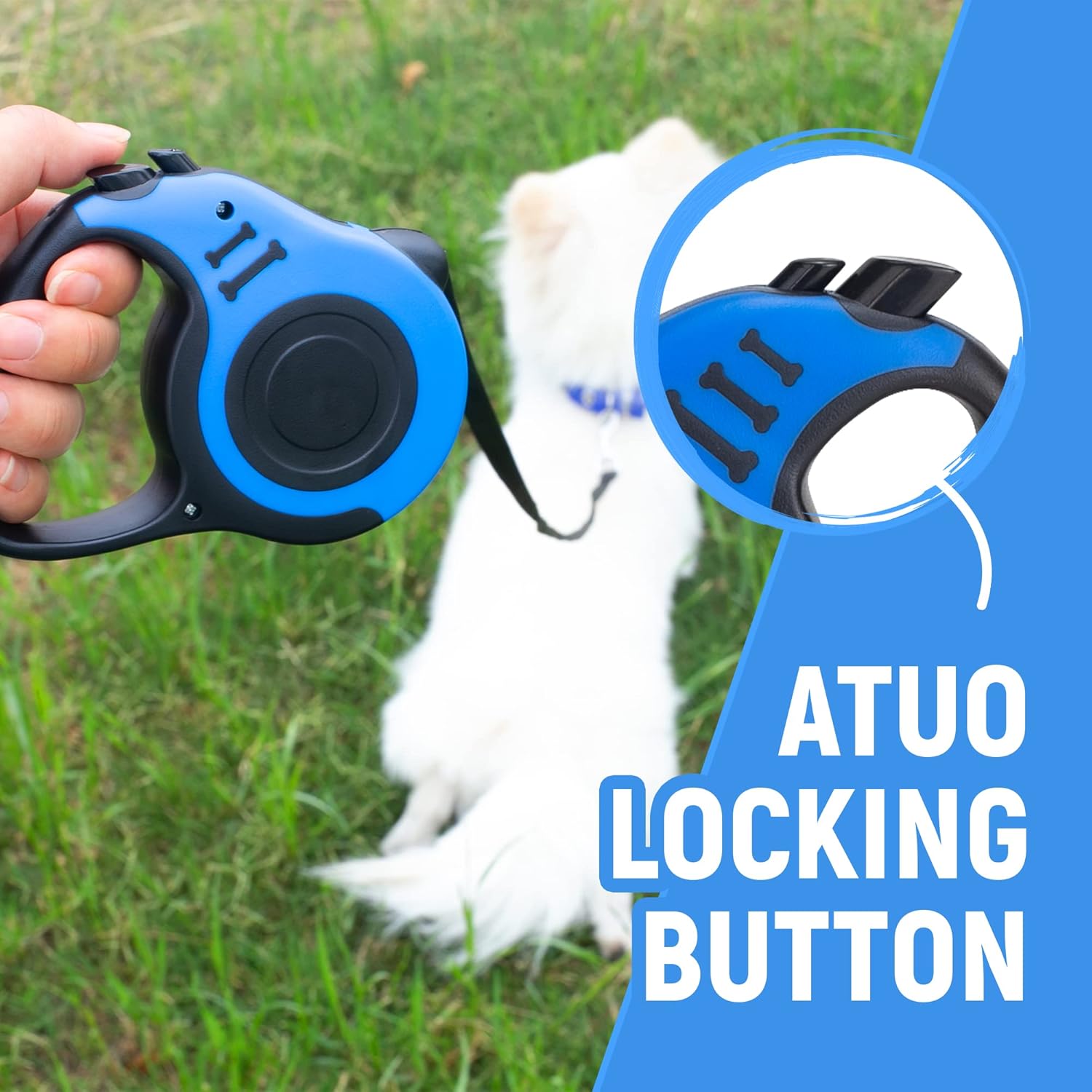 Retractable Dog Leash with Bowl & Bag Dispenser (Blue)