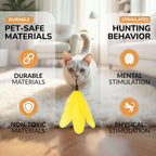 Interactive Cat Toys - Retractable Feather Wand with Refill Set 12PCS - Perfect for Indoor Cats to Chase, Exercise & Bond with Their Owners