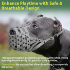 Pitbull Muzzle, Lightweight Basket Muzzle for Large Medium Dogs Rottweiler Amstaff to Prevent Biting Eating, Safe for Grooming Vet Visits Training, Allows to Pant Drink, Adjustable & Sturdy