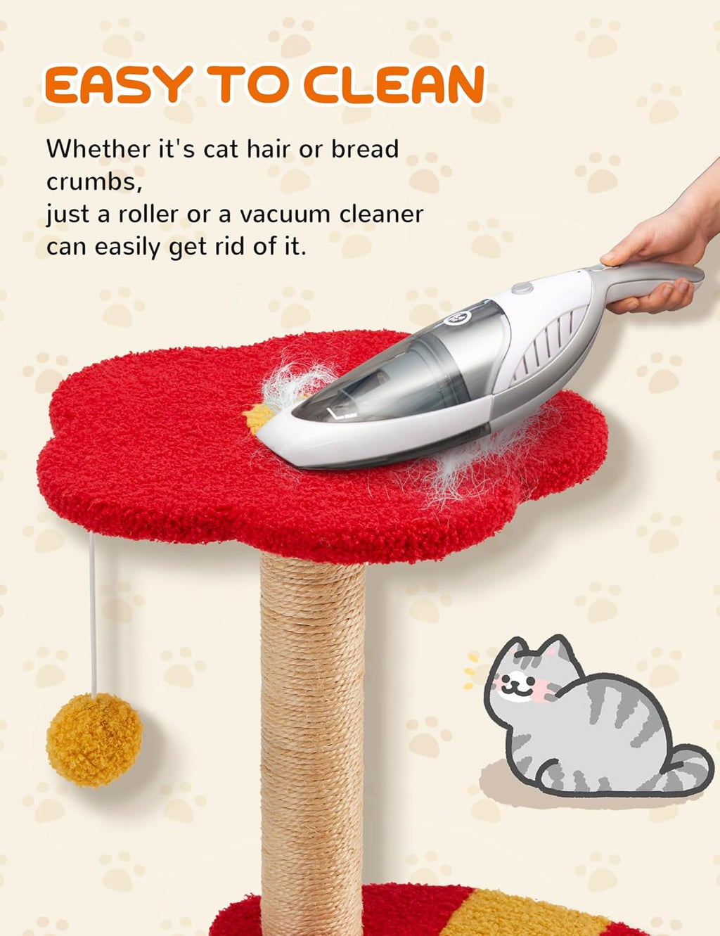 Flower Cat Tree 37in Cute Cat Tree Tower for Indoor Cats with 3 Sisal Covered Scratching Posts, Cozy Tower Condo, Padded Top Perch Green Fun Cat Tree Kitty Condo Cat Furniture for Indoor Cats