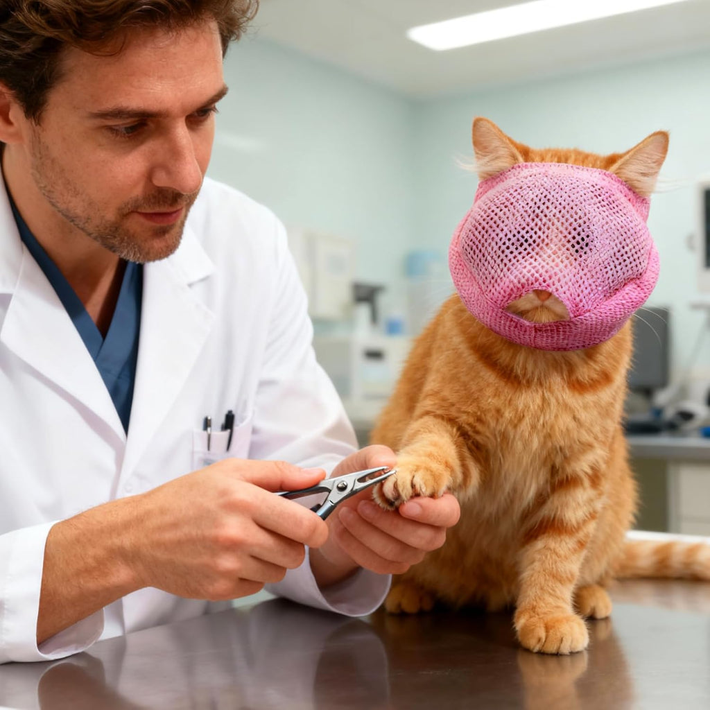 2Pcs Cat Muzzles Breathable Mesh Muzzles with Soft Mesh Covered, Cat Dog Grooming Restraint Muzzl Anti Bite Anti Meow Prevent from Biting