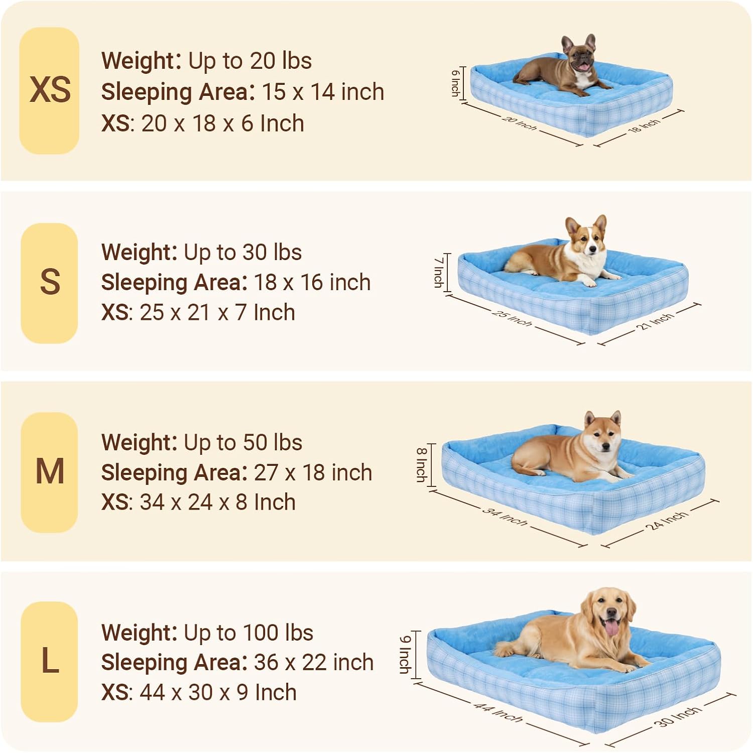 Dog Beds for Small Medium Dogs & Cats, Orthopedic Sleeping Pet Bed for Couch with Durable Puppy Cuddler and Anti-Slip Bottom Machine Washable (Blue)