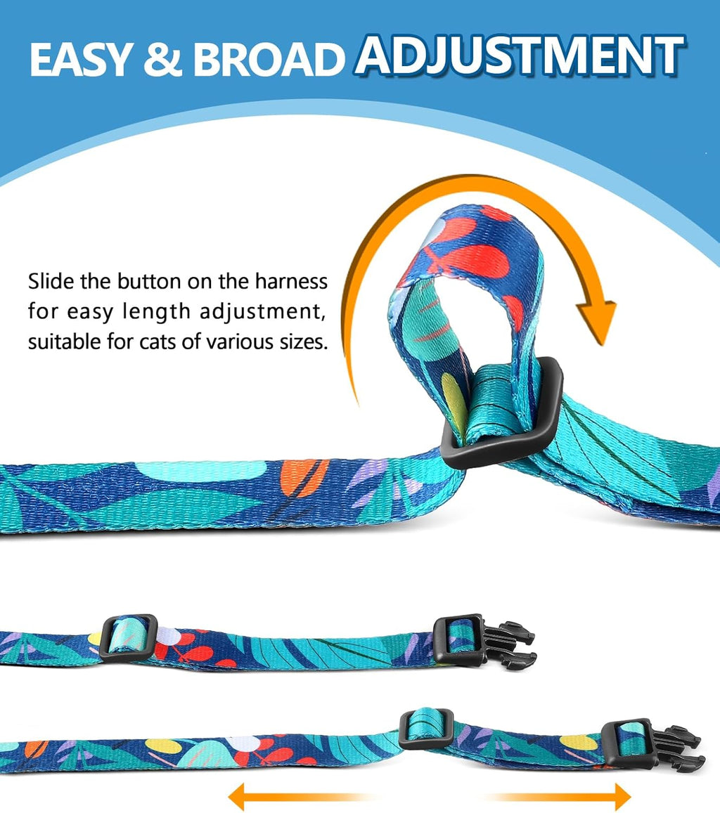 Cat Harness and Leash Set, 3-in-1 Adjustable & Lightweight, Escape-Proof, Comfortable Soft Kitten Harness for Large Cats, Safe, Easy to Wear, Outdoor Walking Travel