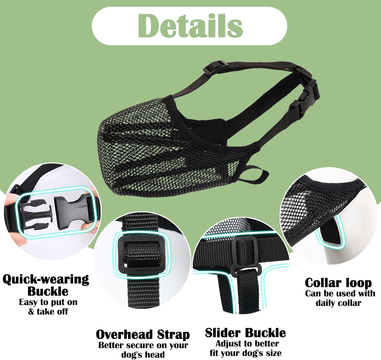 Dog Muzzle, Soft Mesh Muzzle for Small Medium Large Dogs Anti Bite Scavenging, Breathable Adjustable Mouth Guard for German Shepherd Labrador Golden Retriever in Grooming Walking Vet Visits