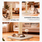 Inch Cat Scratching Post Cat Scratcher Natural Sisal Rope Scratch Post Kitten Trees with Hanging Ball for Indoor Cats,Beige