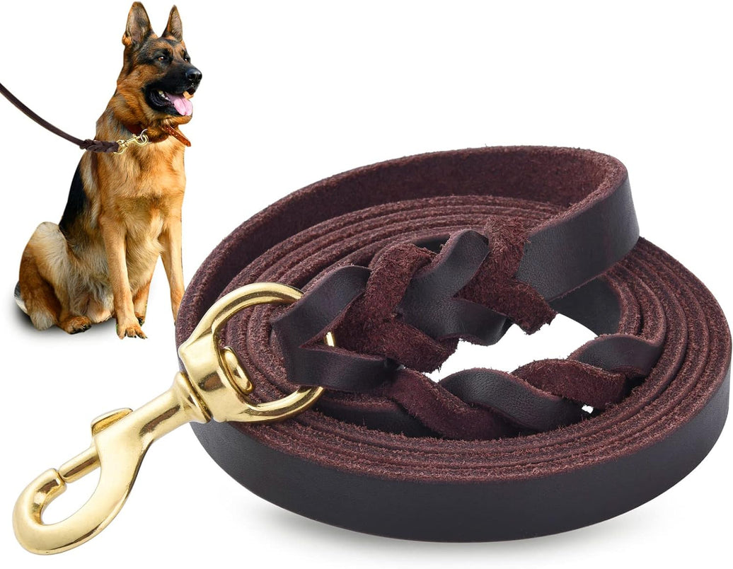 Genuine Leather Dog Leash – Heavy Duty (4–6 ft)