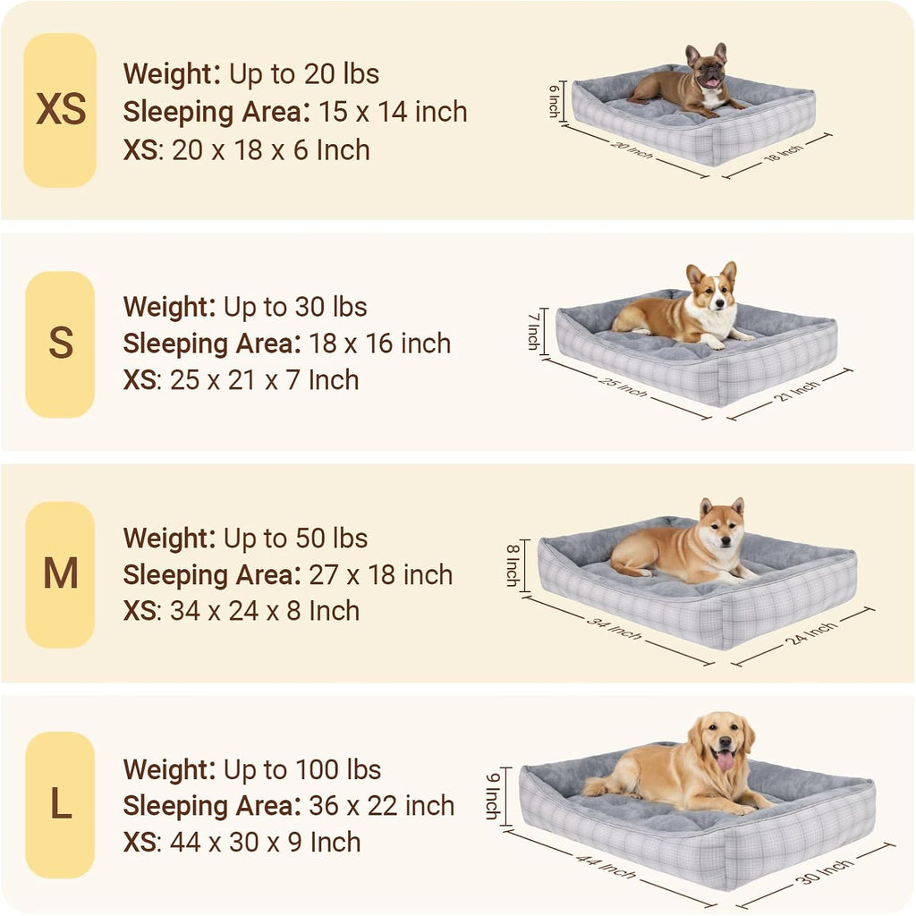 Dog Beds for Small Medium Dogs & Cats, Orthopedic Sleeping Pet Bed for Couch with Durable Puppy Cuddler and Anti-Slip Bottom Machine Washable(gray)