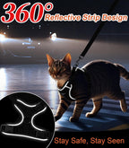Cat Harness and Leash for Walking Escape Proof Soft Adjustable Cat Leash Breathable Comfortable Vest Easy to Wear Kitten Harness for Outdoor Travel Black
