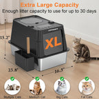 Stainless Steel Cat Litter Box with Lid 110° Flip-Top Extra Large Enclosed Litter Box Non-Sticky Metal Pan with High Sided & Scoop, Odor Free, Front & Top Entry, Anti-Leakage, Easy Cleaning