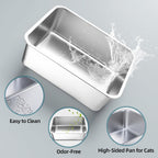 Cat Litter Box - Metal High-Sided Litter Pan for Cats, Rabbits, and Pets, Non-Stick, Odor-Free, Easy to Clean, Splash-Proof, Sturdy and Durable Indoor Cat Toilet Supplies