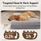 Large Dog Bed - Orthopedic Egg-Crate Memory Foam Dog Beds with Removable Washable Cover, Waterproof Pet Beds with Non-Slip Bottom(Grey)