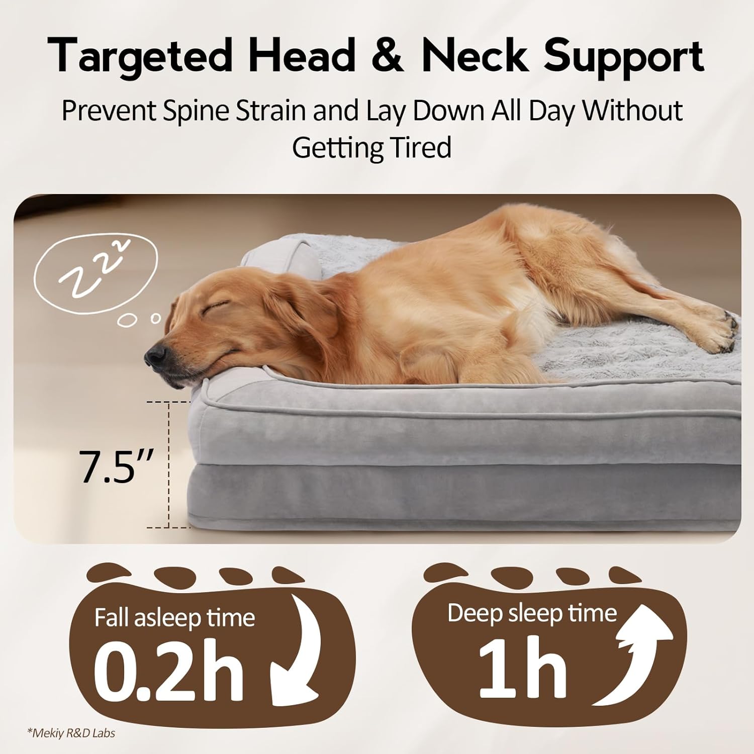 Large Dog Bed - Orthopedic Egg-Crate Memory Foam Dog Beds with Removable Washable Cover, Waterproof Pet Beds with Non-Slip Bottom(Grey)