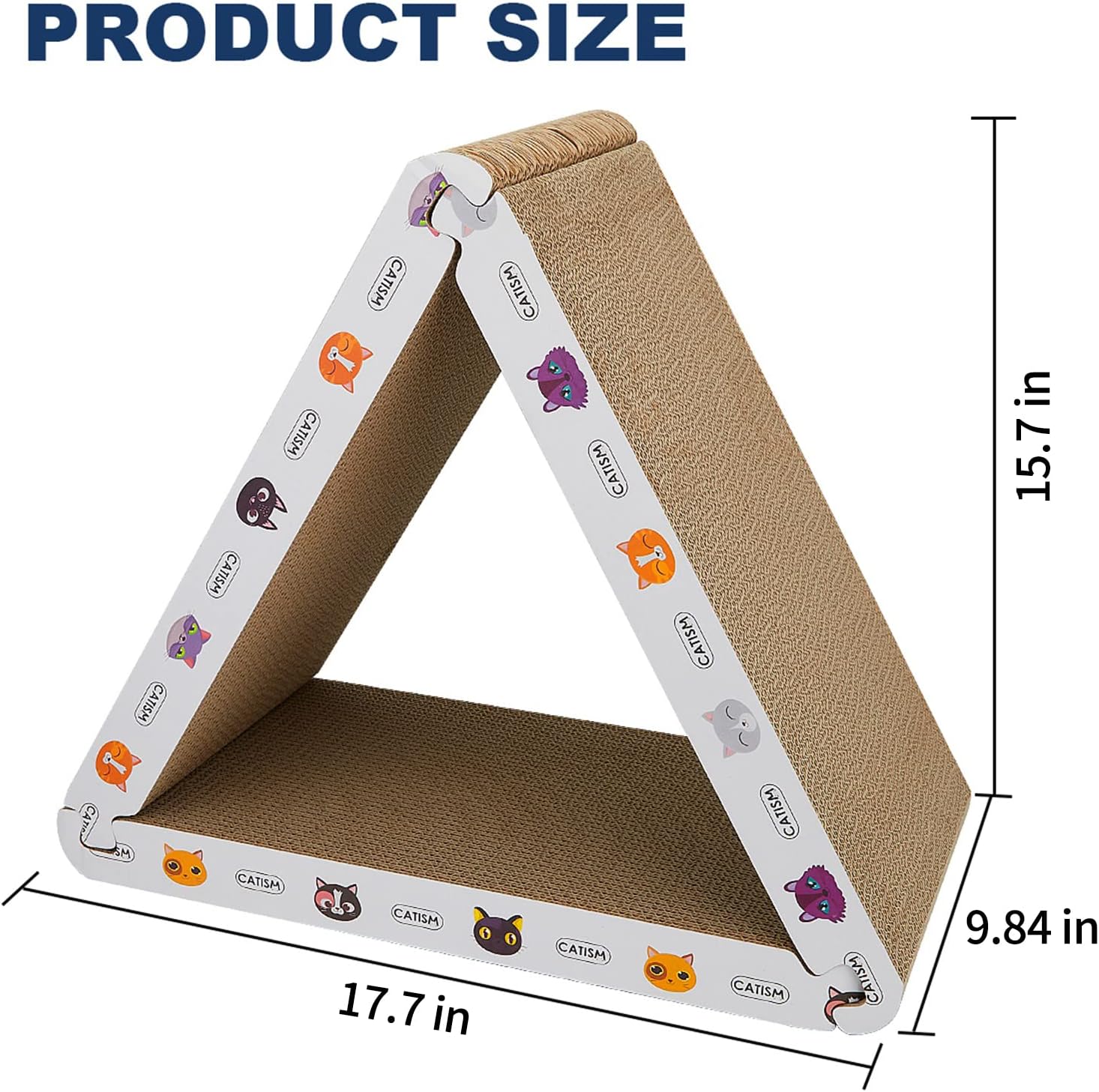 Cat Scratcher Cat Scratching Board - Foldable - Triangle, 6 Usable Sides Scratchers for Indoor Cats, Durable Recyclable Cats Cardboard Vertical