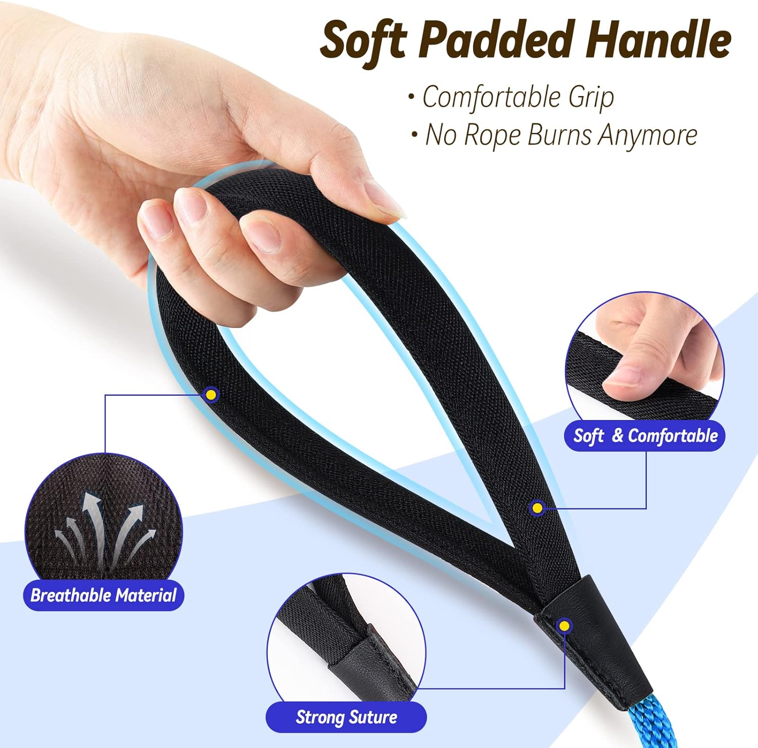 Check Cord Dog Leash Long Lead Training Tracking Line Comfortable Handle Heavy Duty Puppy Rope 10ft 15ft 30ft 50ft for Small Medium Large Dog