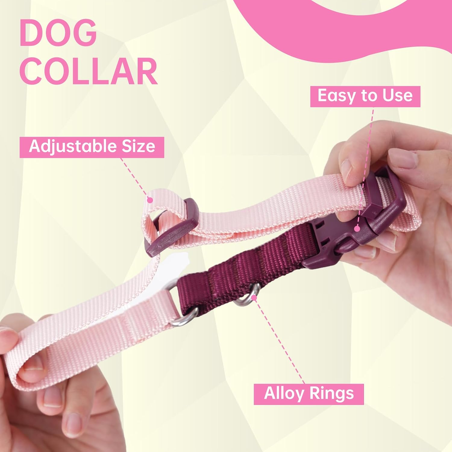 Reflective Dog Harness, Leash & Collar Set (Pink)